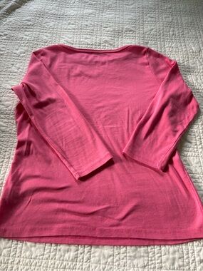 Talbots Bright Pink Boatneck Long Sleeve Top